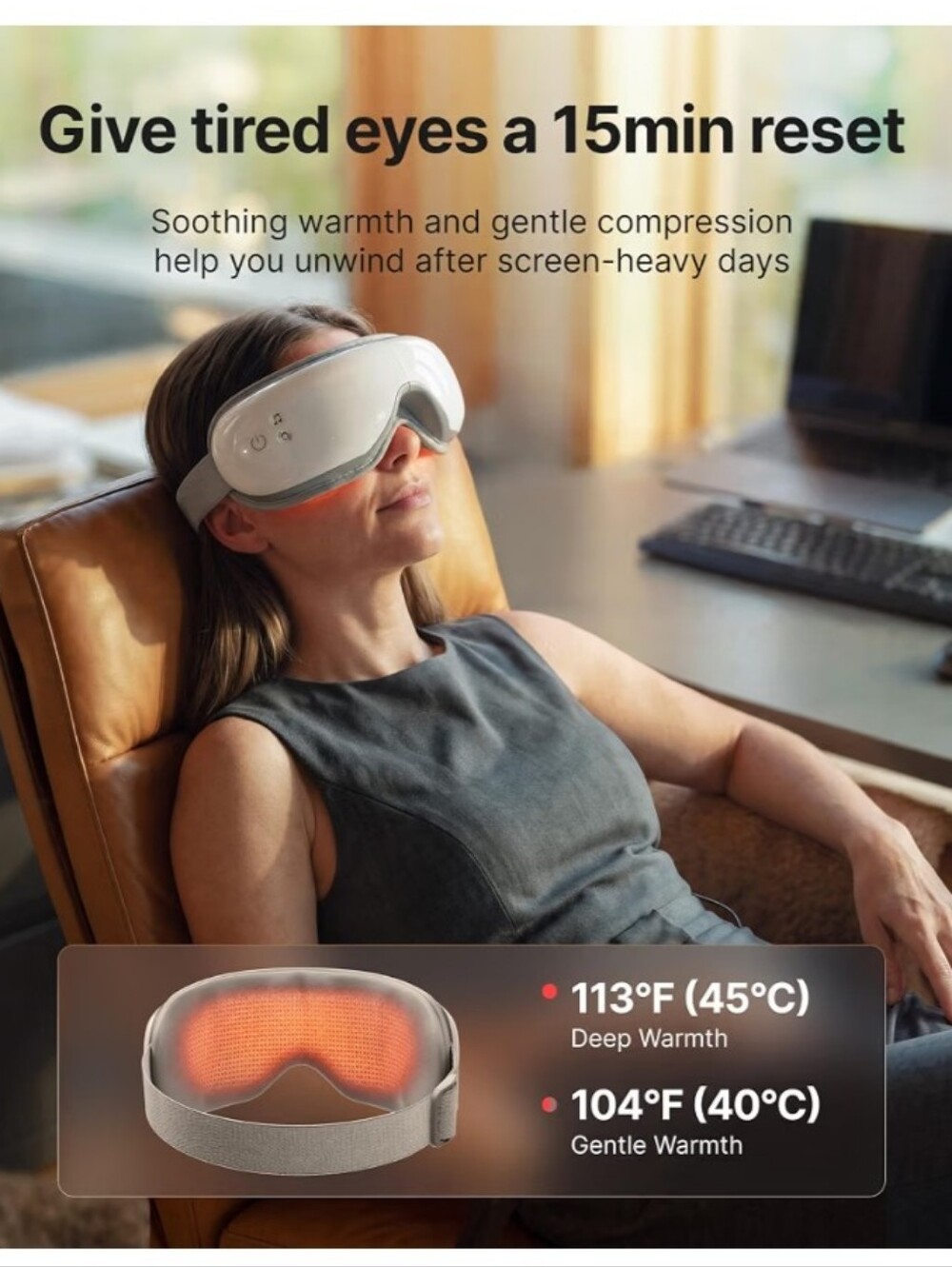 RENPHO Eye Massager Headset in Black and Gray